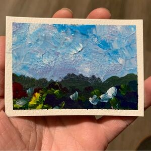 ACEO original acrylic painting collectible Landscape Miniature Art ATC